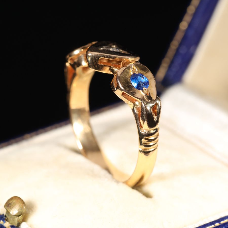 Antique The Antique Diamond and Blue Paste Heart Ring