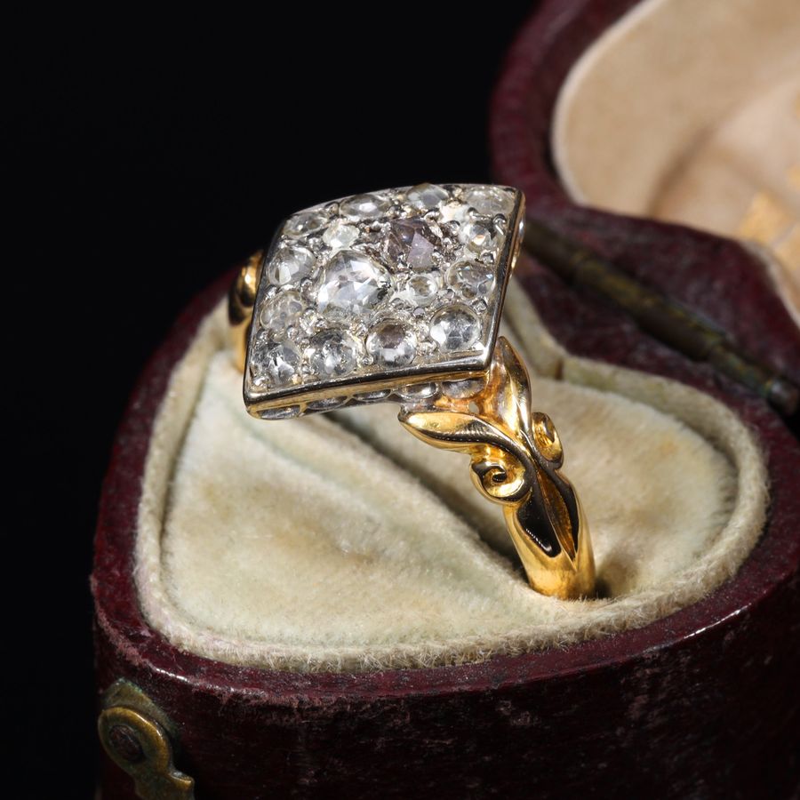 Antique The Antique Rose Cut Diamond and Zircon Cluster Ring