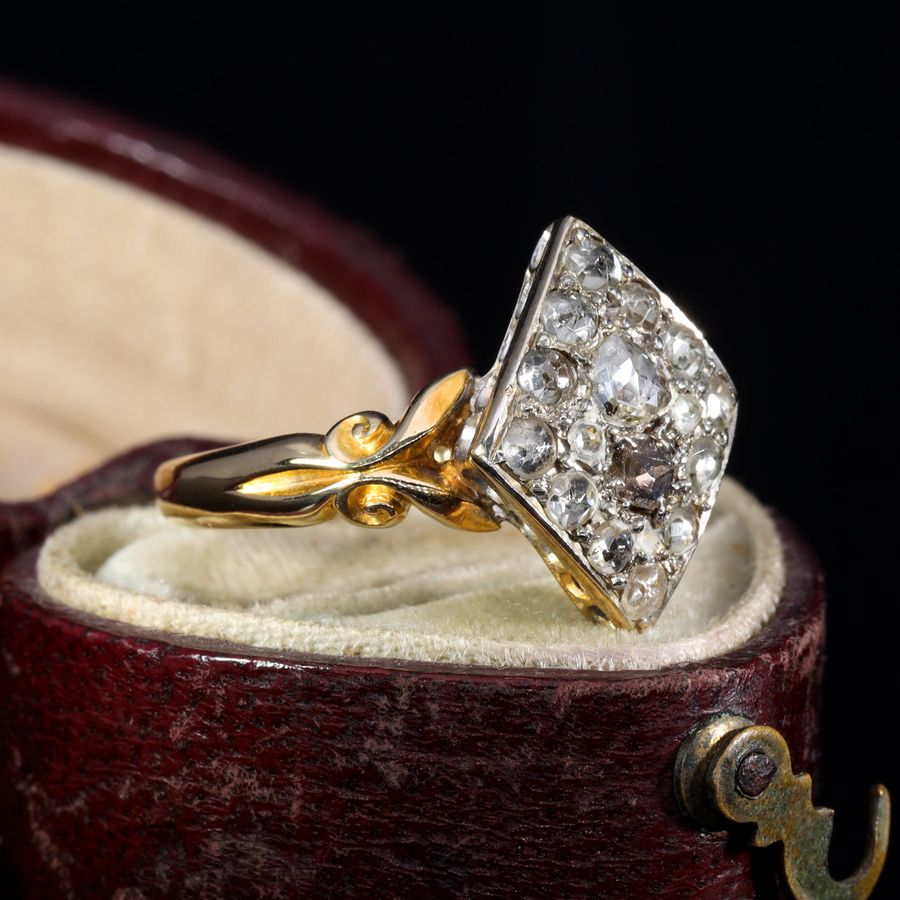 Antique The Antique Rose Cut Diamond and Zircon Cluster Ring