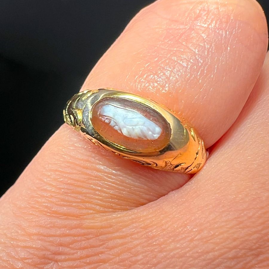 Antique The Antique Victorian Lovers Hands Agate Fede Ring