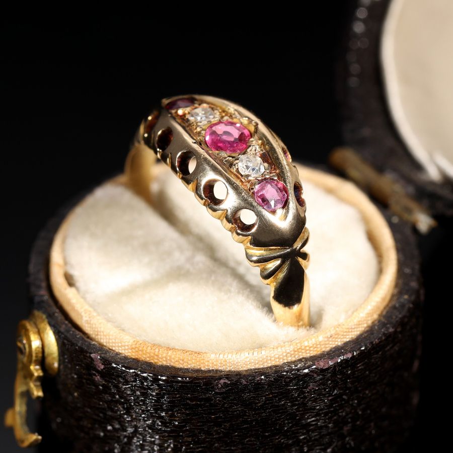 Antique The Antique 1908 Edwardian Ruby and Eight Cut Diamond Ring