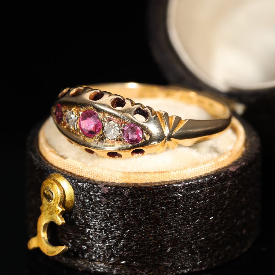 Antique The Antique 1908 Edwardian Ruby and Eight Cut Diamond Ring