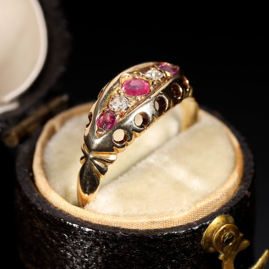 Antique The Antique 1908 Edwardian Ruby and Eight Cut Diamond Ring