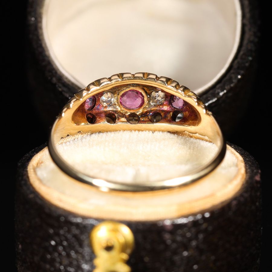 Antique The Antique 1908 Edwardian Ruby and Eight Cut Diamond Ring