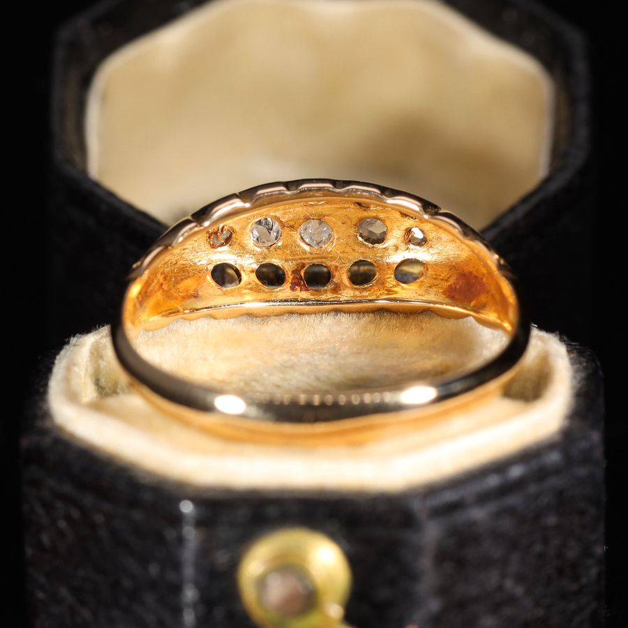 Antique The Antique Edwardian 1906 Rose Cut Diamond Boat Ring