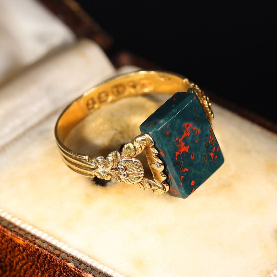 Antique The Antique 1827 Georgian Bloodstone Swivel Ring