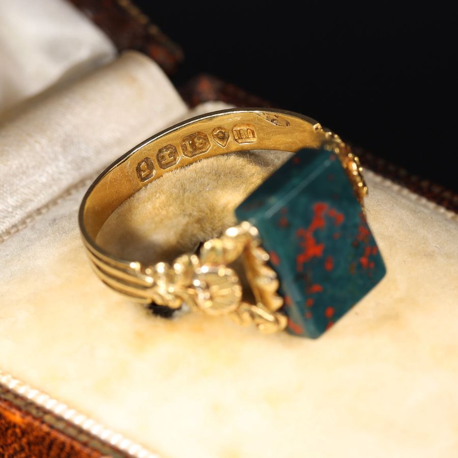 Antique The Antique 1827 Georgian Bloodstone Swivel Ring