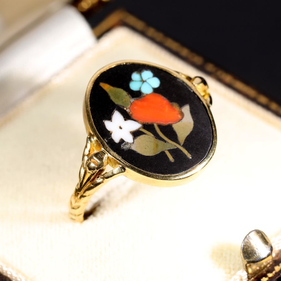 Antique The Antique Georgian Pietra Dura Gemstone Ring