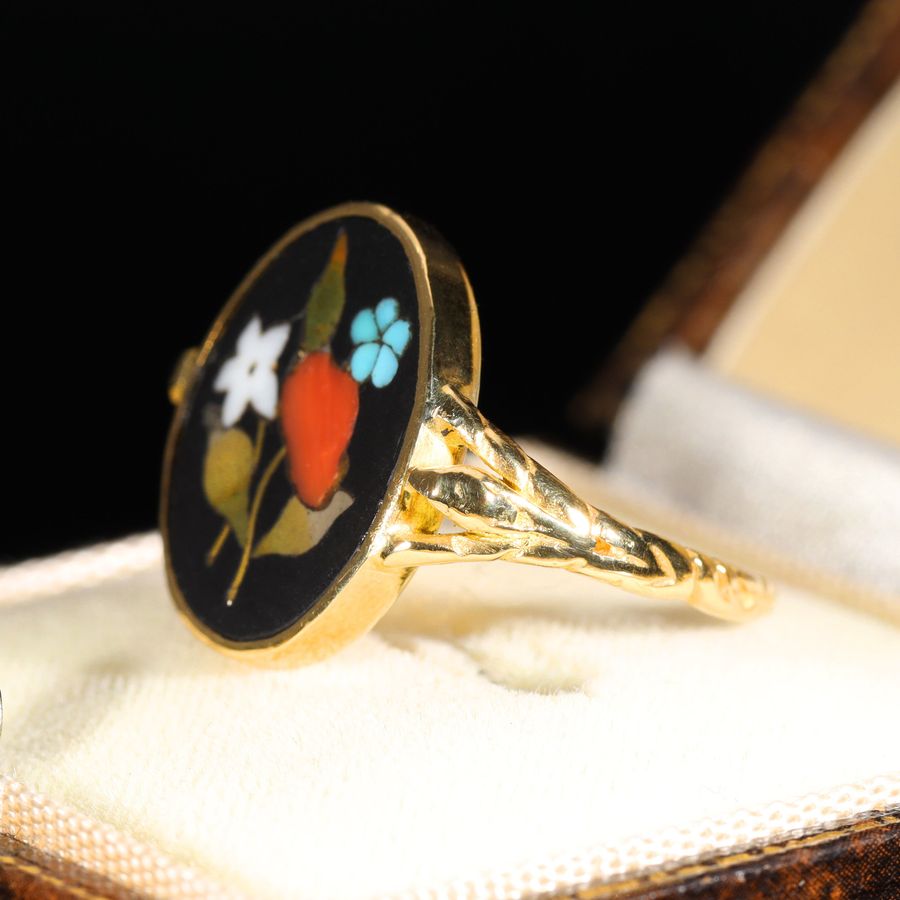 Antique The Antique Georgian Pietra Dura Gemstone Ring