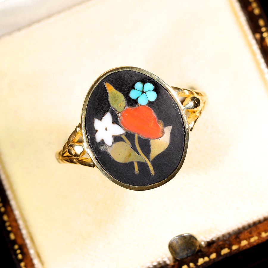 Antique The Antique Georgian Pietra Dura Gemstone Ring