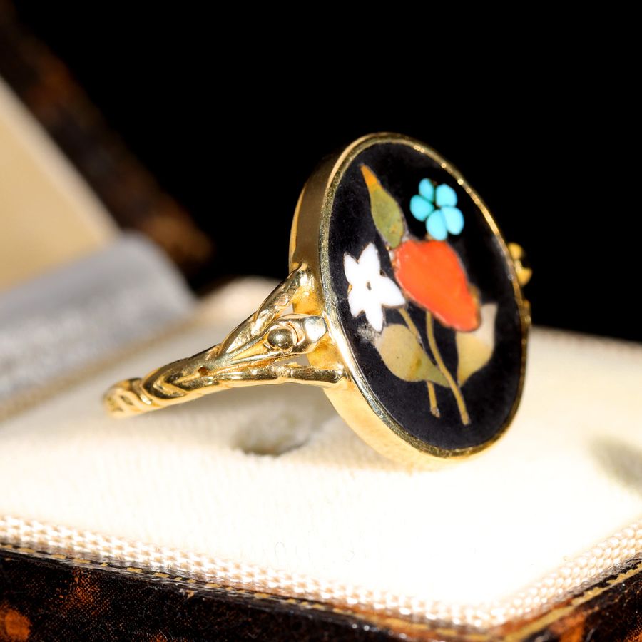 Antique The Antique Georgian Pietra Dura Gemstone Ring