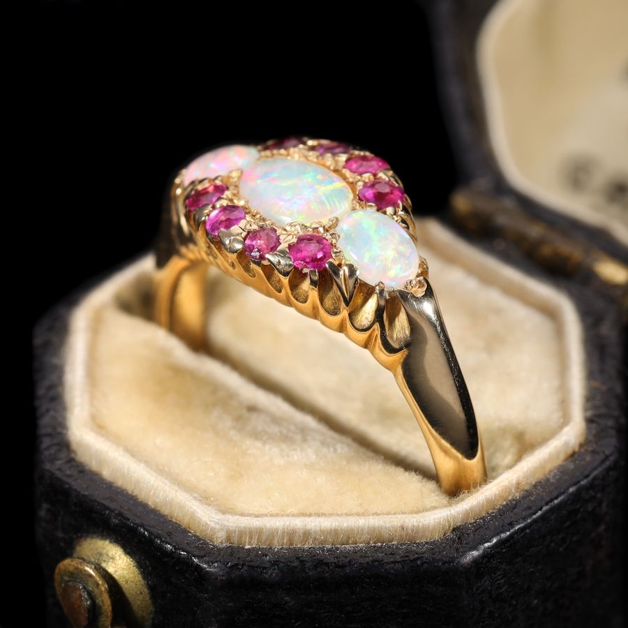 Antique The Antique 1911 Opal and Ruby Magical Ring