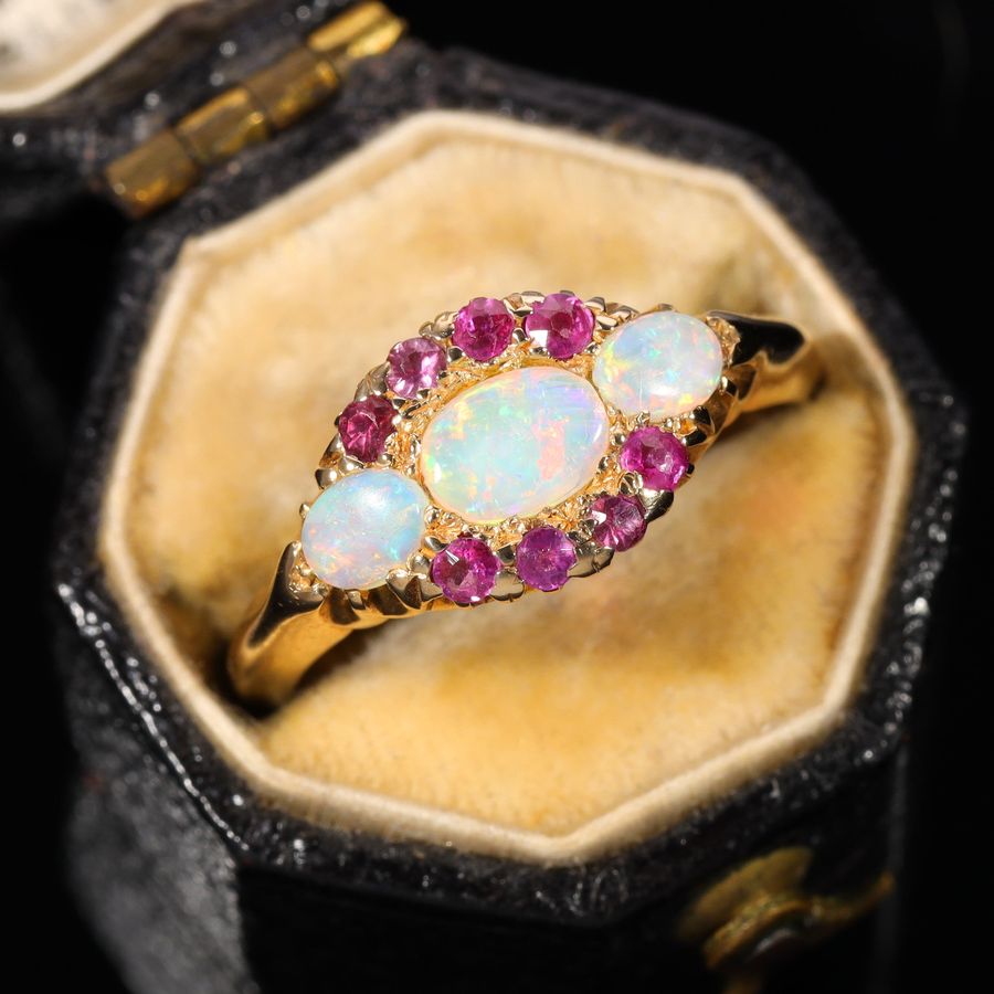 Antique The Antique 1911 Opal and Ruby Magical Ring