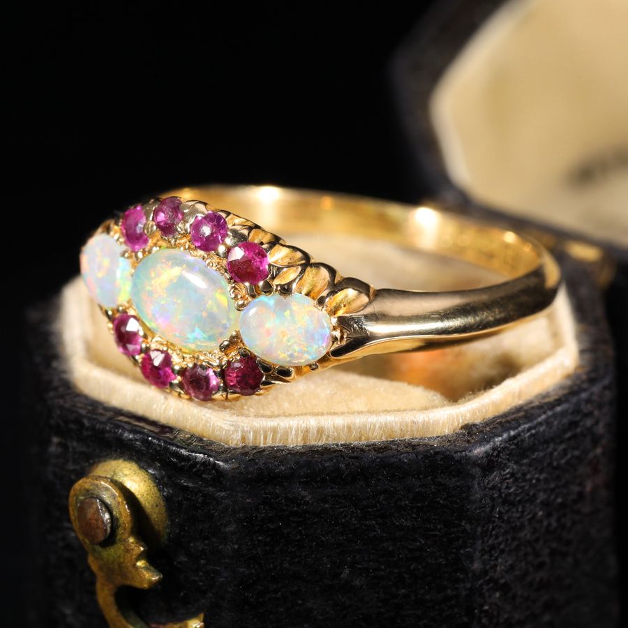 Antique The Antique 1911 Opal and Ruby Magical Ring