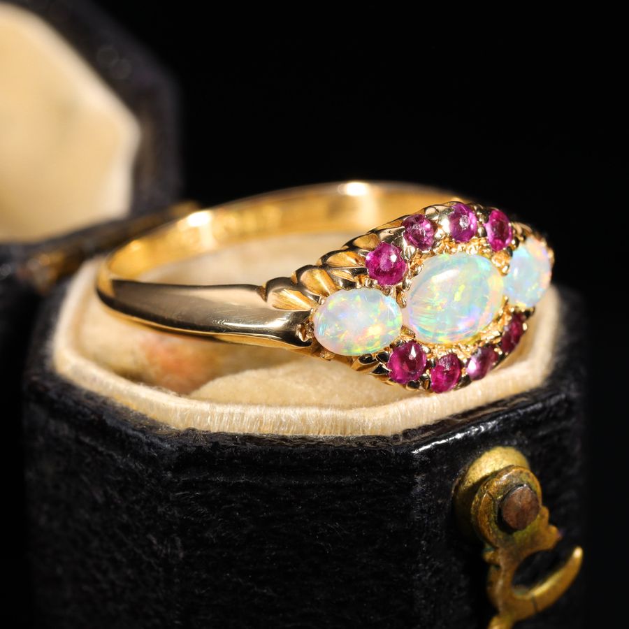 Antique The Antique 1911 Opal and Ruby Magical Ring