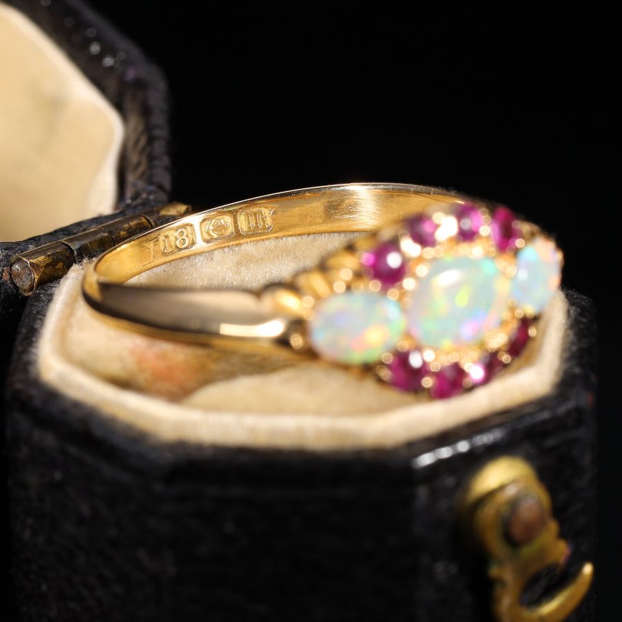 Antique The Antique 1911 Opal and Ruby Magical Ring