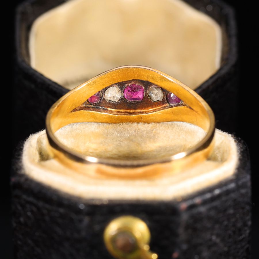 Antique The Antique 1878 Rose Cut Diamond and Ruby Ring