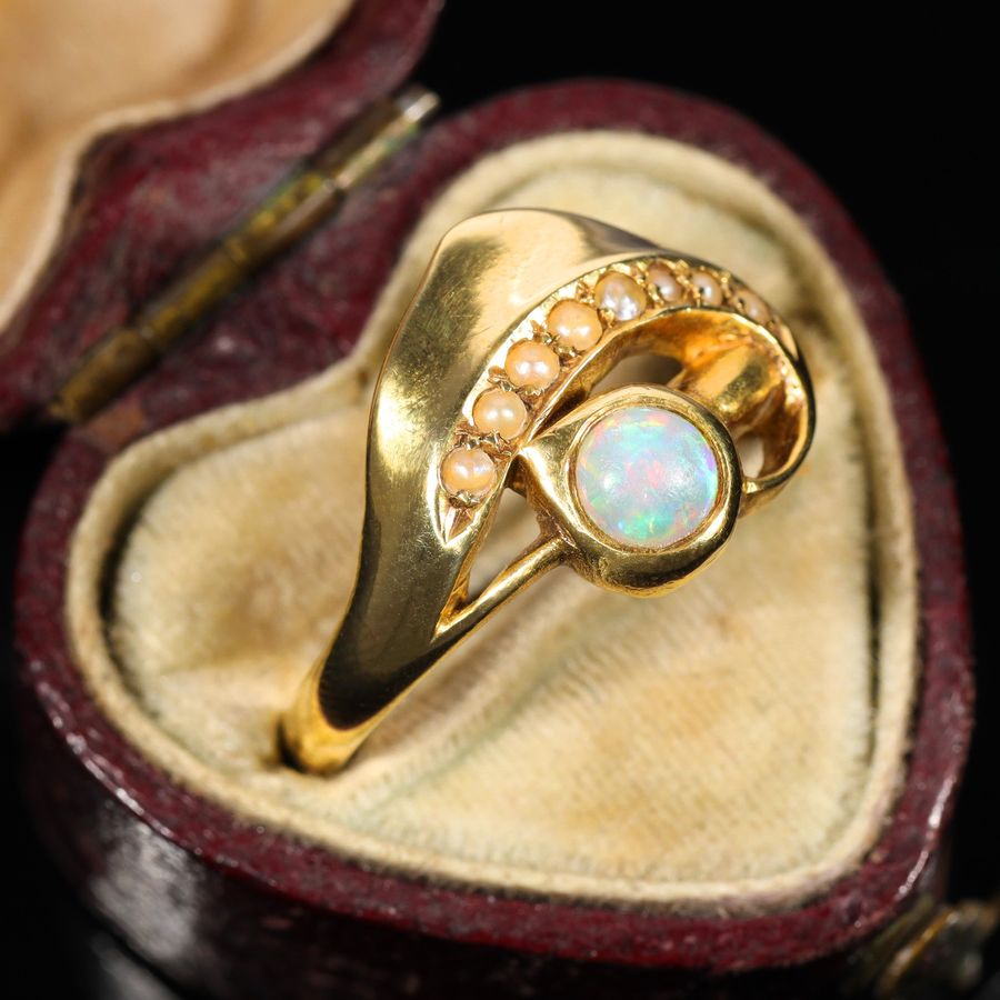 Antique The Antique 1901 Opal and Pearl Abstract Ring