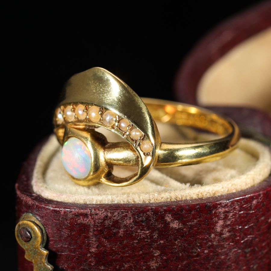 Antique The Antique 1901 Opal and Pearl Abstract Ring