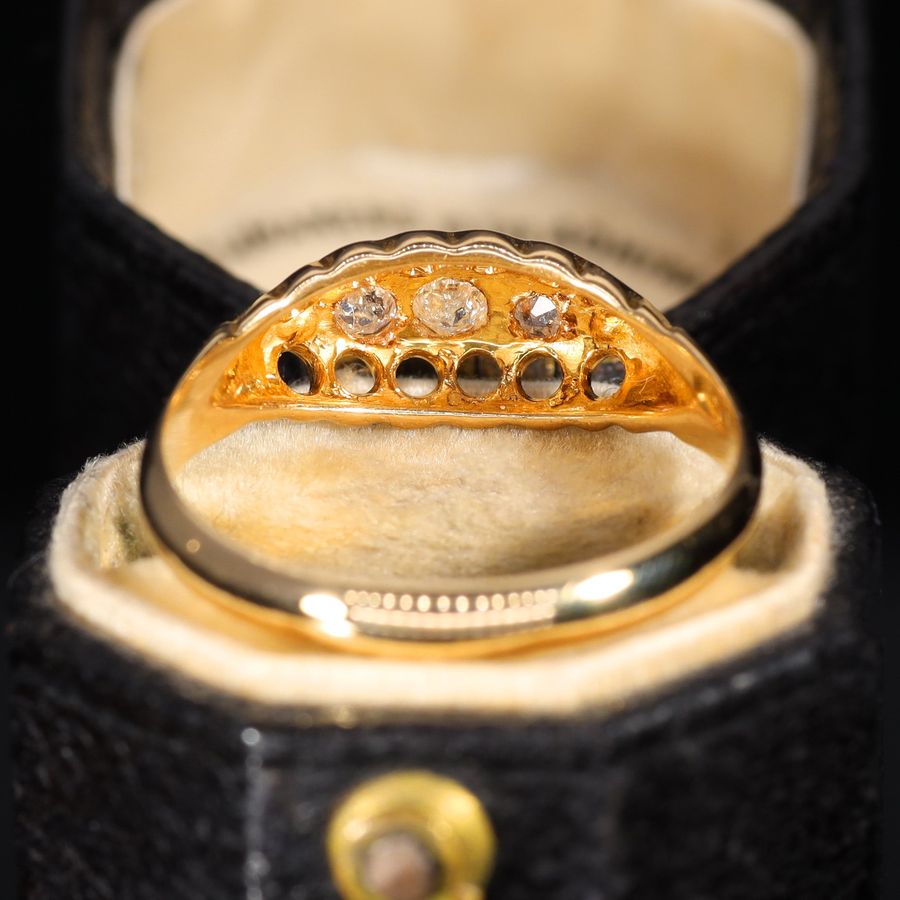 Antique The Antique 1912 Five Old Cut Diamond Boat Ring