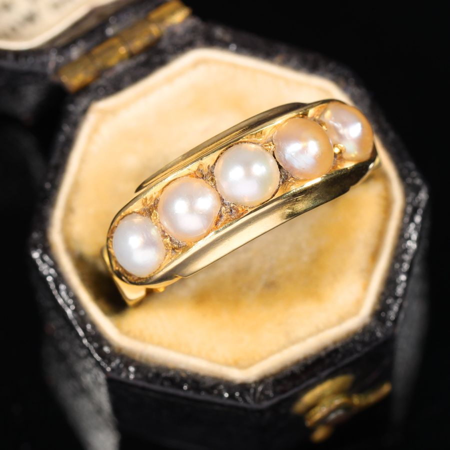 Antique The Antique Victorian 1880 Five Pearl Ring