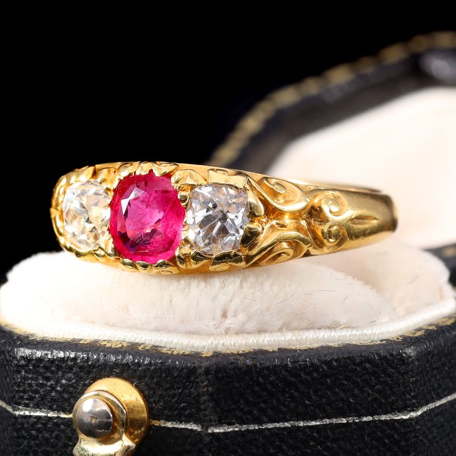 Antique The Antique Victorian 1876 Ruby and Old Cut Diamond Magnificent Ring