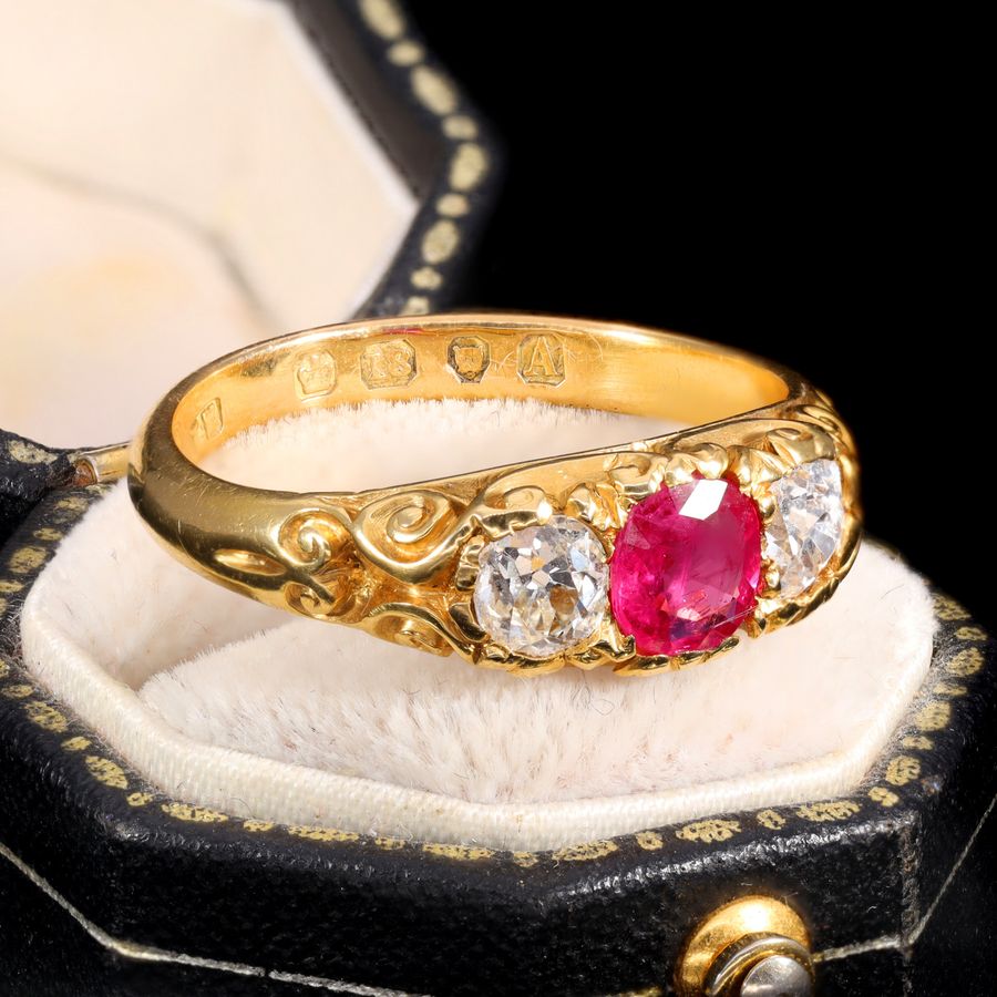 Antique The Antique Victorian 1876 Ruby and Old Cut Diamond Magnificent Ring