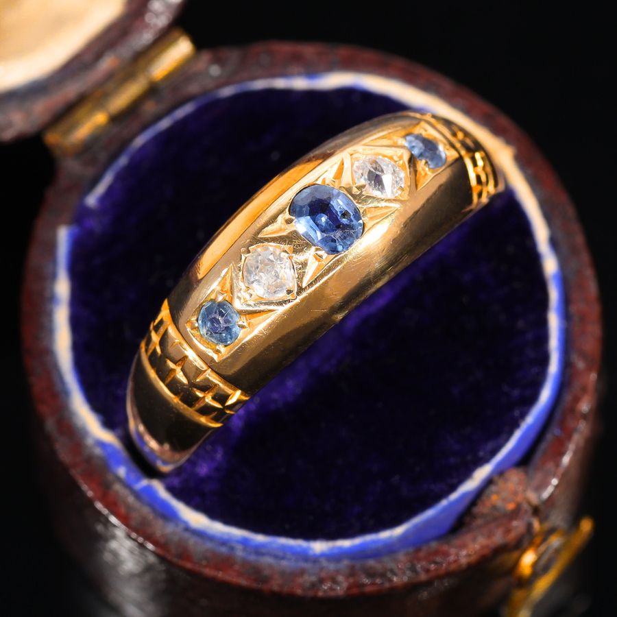 Antique The Antique 1913 Five Stone Sapphire and Diamond Ring