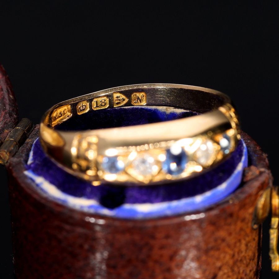 Antique The Antique 1913 Five Stone Sapphire and Diamond Ring