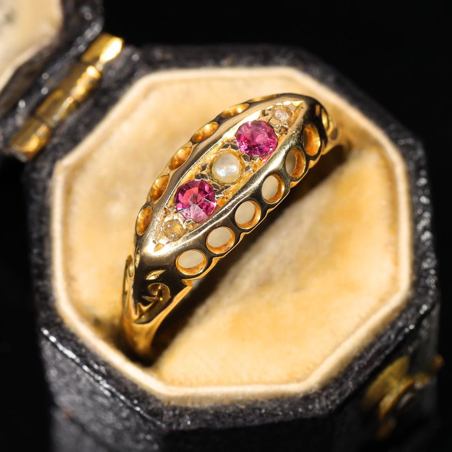 Antique The Antique 1913 Pearl, Ruby and Diamond Ring