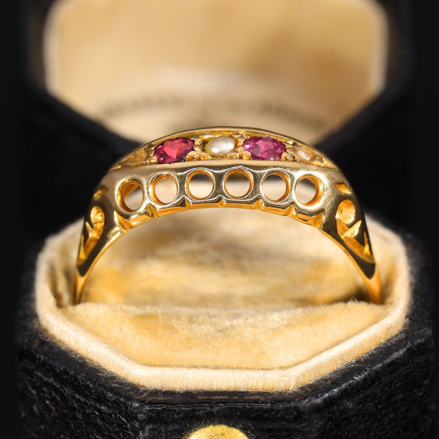 Antique The Antique 1913 Pearl, Ruby and Diamond Ring