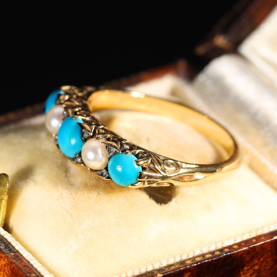 Antique The Antique Turquoise, Pearl and Diamond Aqua Ring