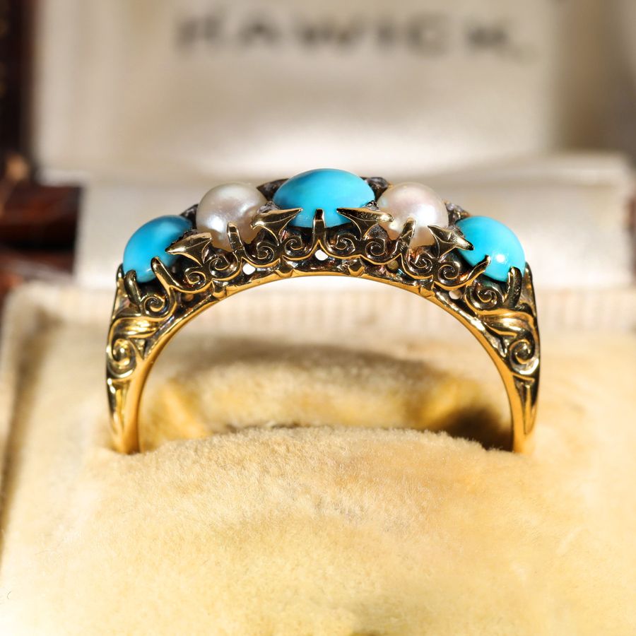 Antique The Antique Turquoise, Pearl and Diamond Aqua Ring