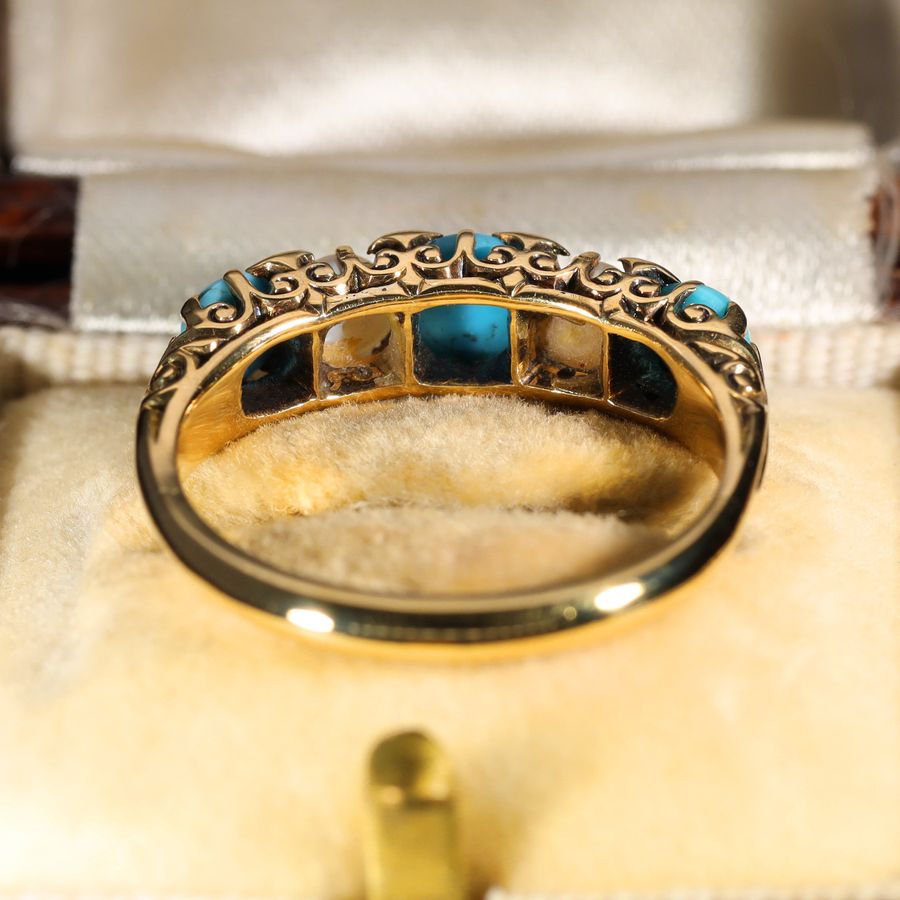 Antique The Antique Turquoise, Pearl and Diamond Aqua Ring