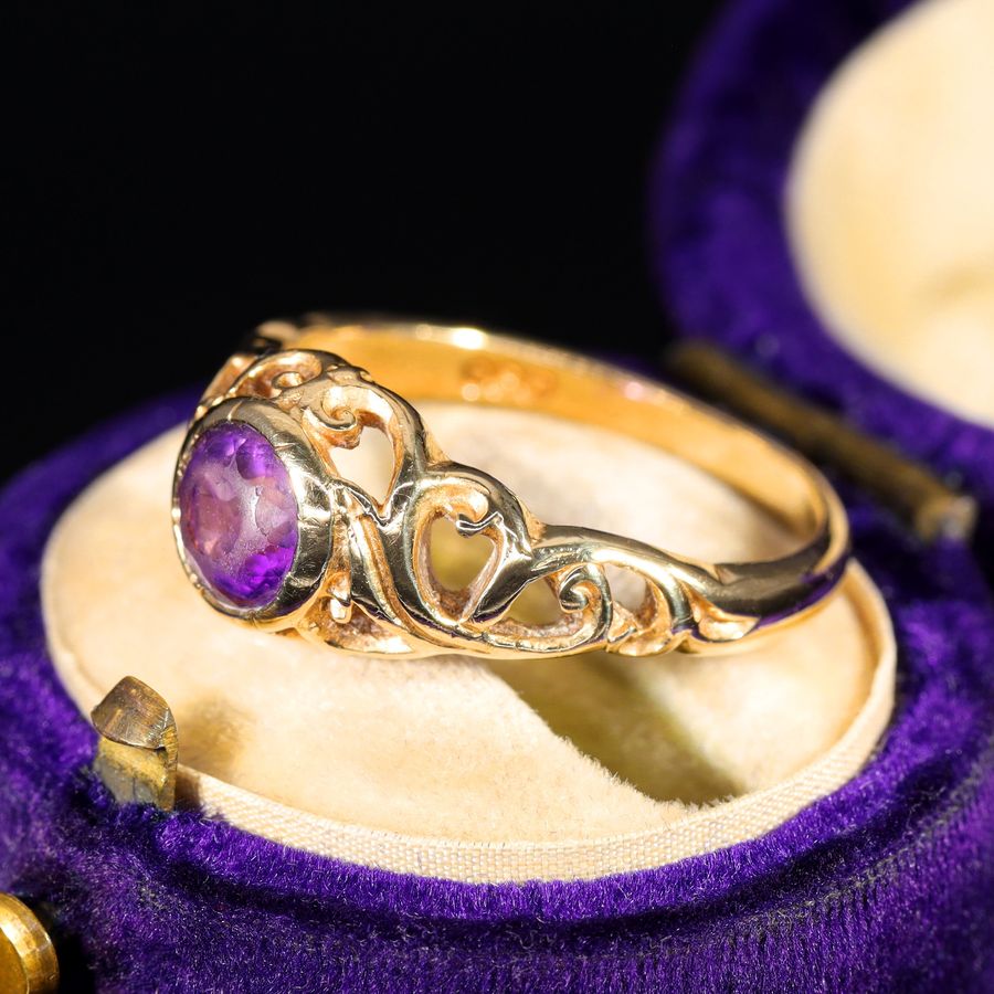 Antique The Vintage 1975 Amethyst Filigree Ring