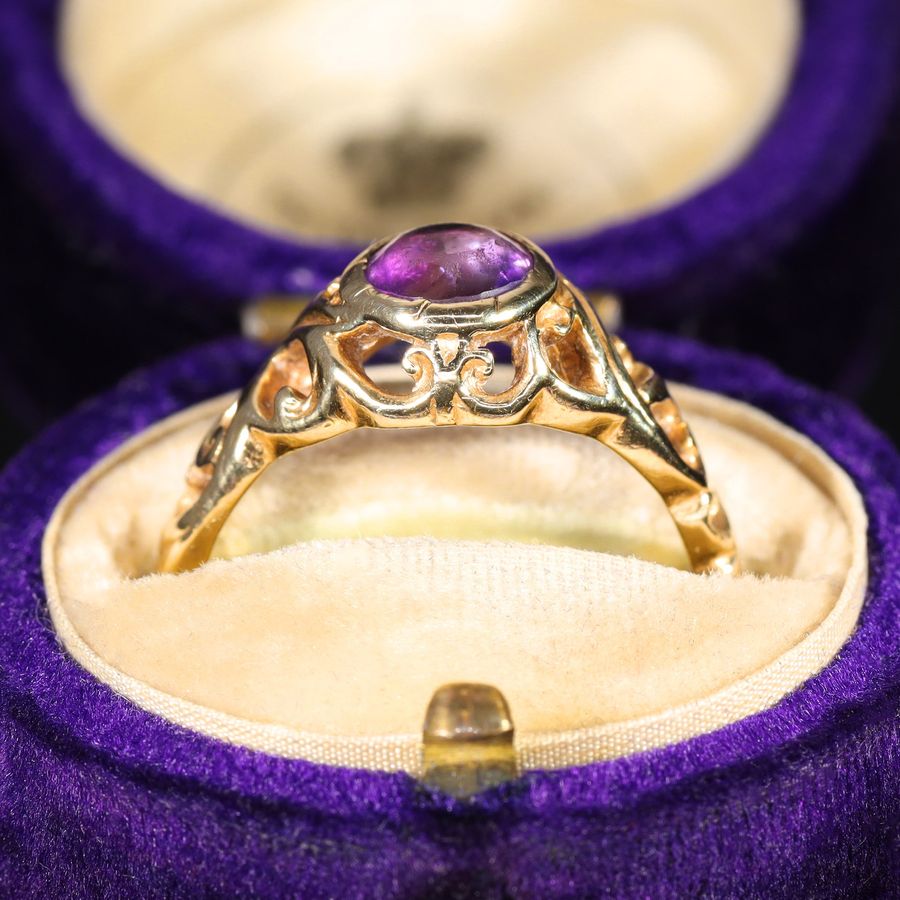 Antique The Vintage 1975 Amethyst Filigree Ring