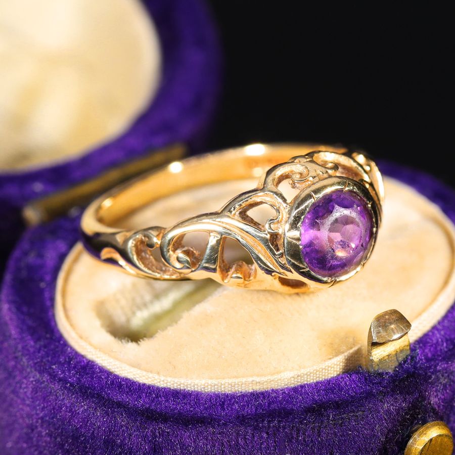 Antique The Vintage 1975 Amethyst Filigree Ring