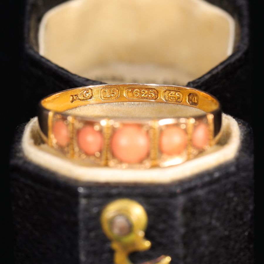 Antique The Antique Victorian 1900 Five Stone Coral Ring