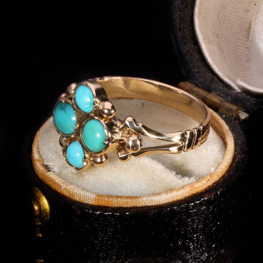 Antique The Antique Victorian Turquoise Cluster Ring