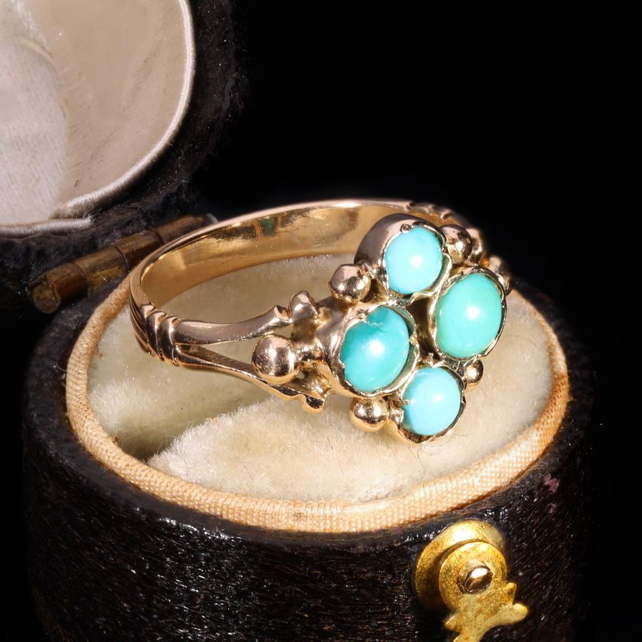 Antique The Antique Victorian Turquoise Cluster Ring