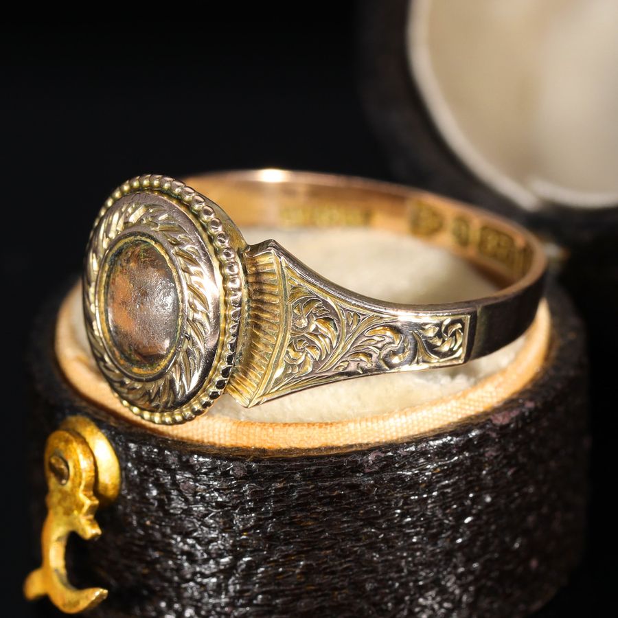 Antique The Antique Victorian Oval Hairpiece Mourning Ring