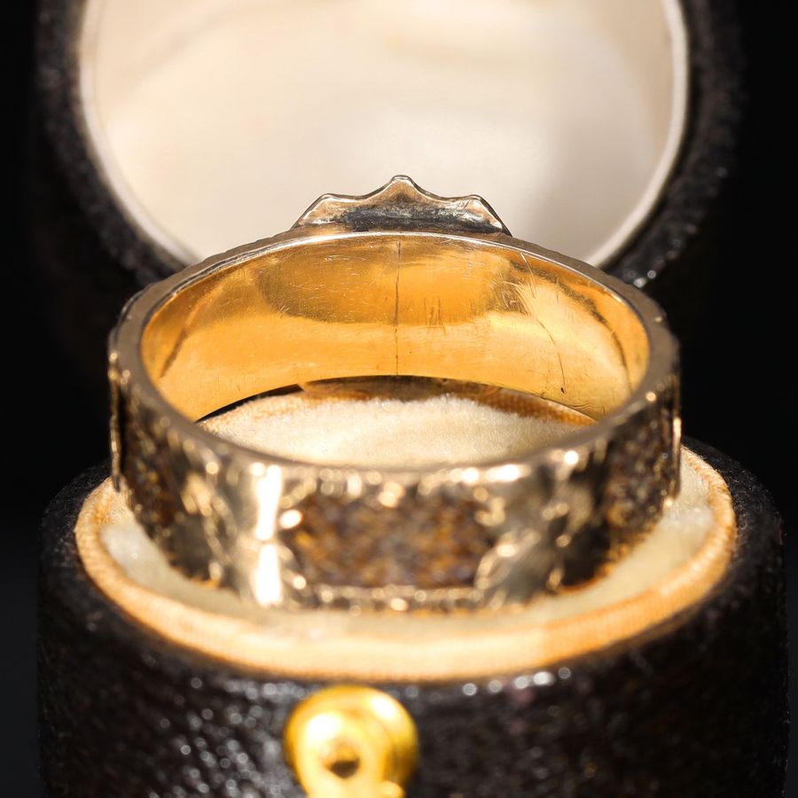 Antique The Antique Victorian 'M.R' Initials and Hairwork Mourning Ring