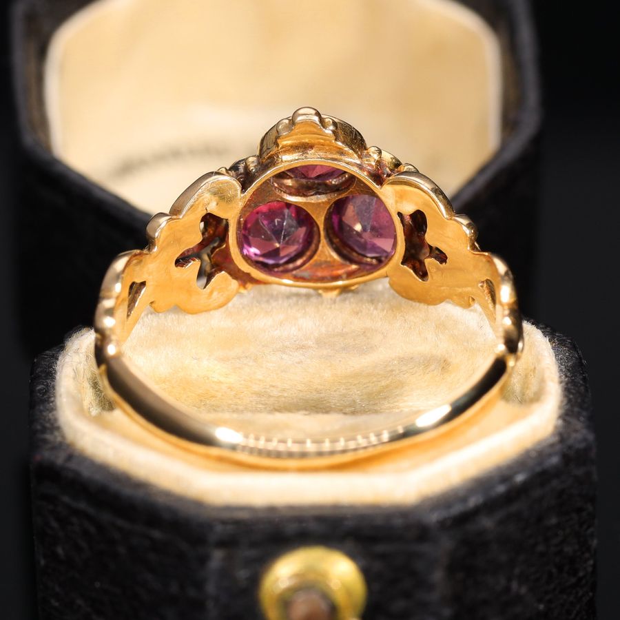 Antique The Antique Victorian Garnet and Diamond Trefoil Ring