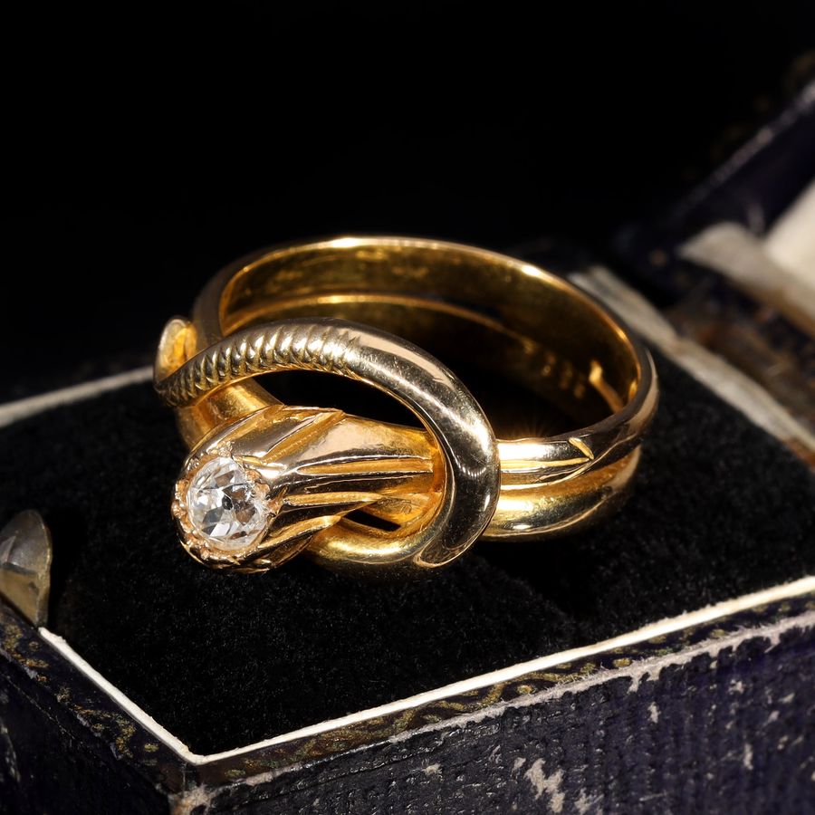 Antique The Antique Old Cut Diamond Coiled Snake Ring