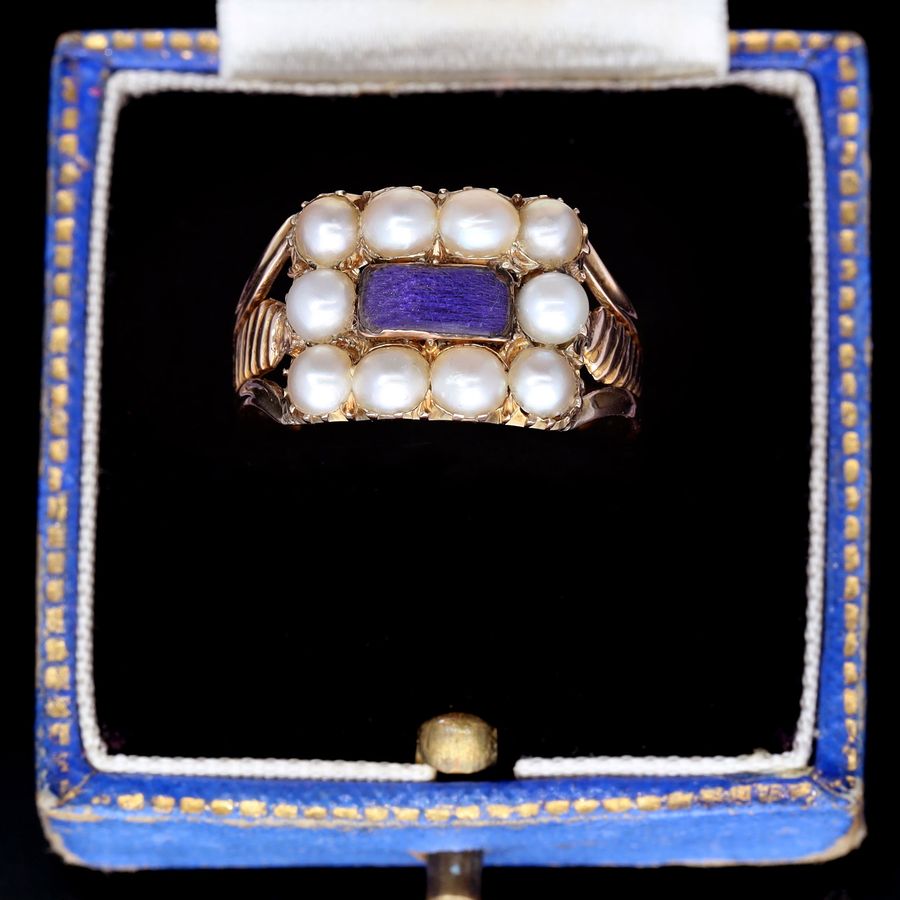 Antique The Antique Georgian Pearl and Enamel Elaborate Ring