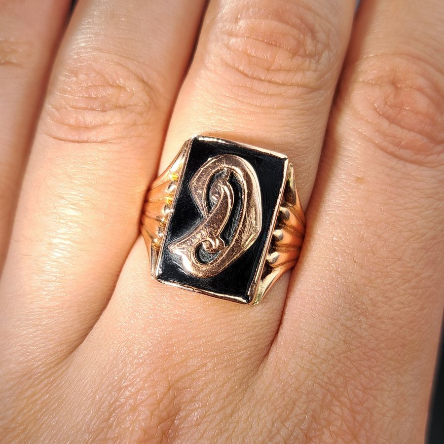 Antique The Vintage Initial Gothic D Ring