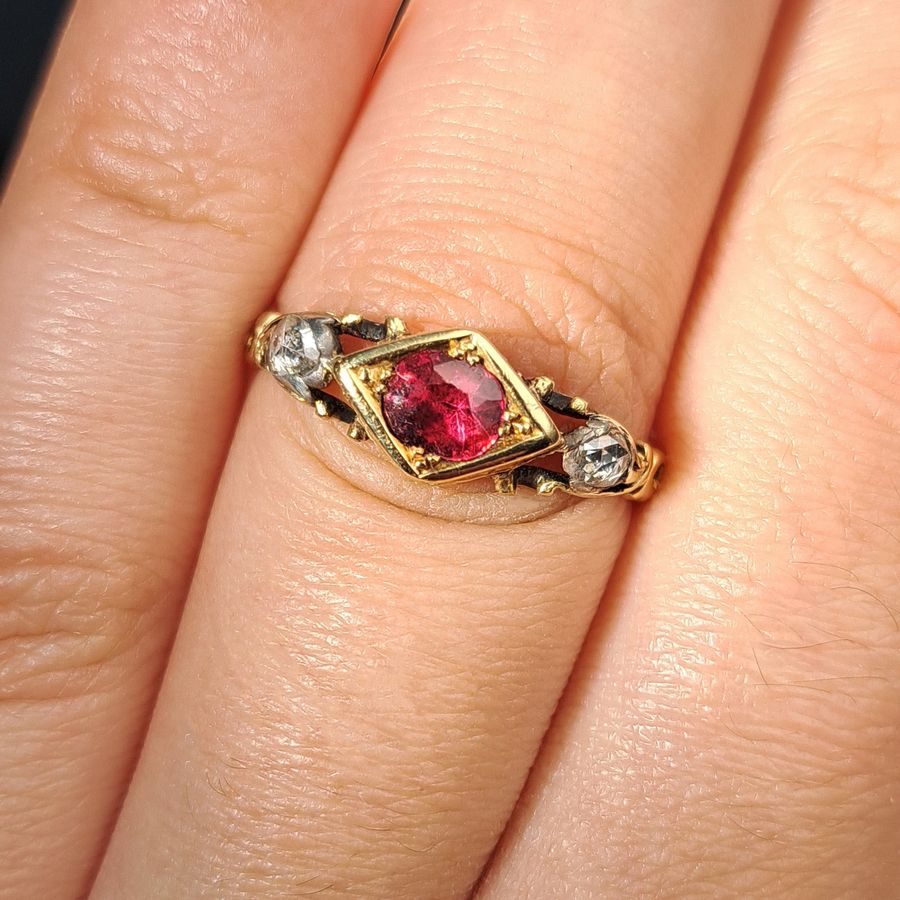 Antique The Antique Georgian Ruby and Rose Cut Diamond Ring