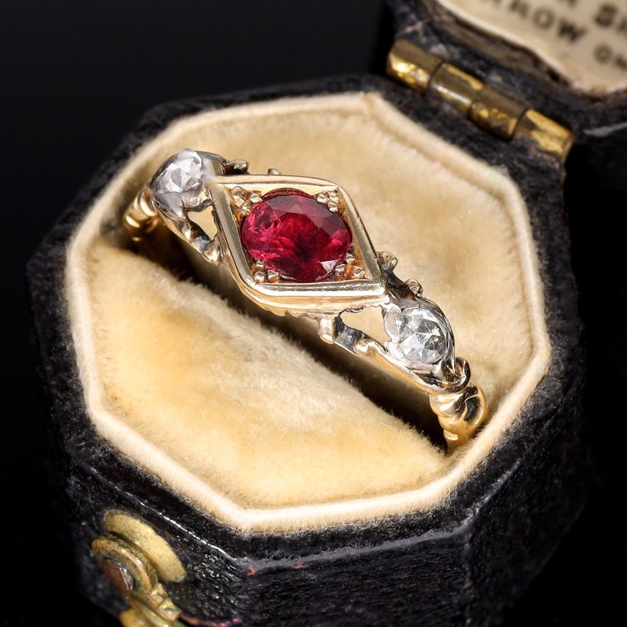 Antique The Antique Georgian Ruby and Rose Cut Diamond Ring