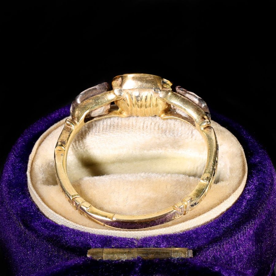 Antique The Antique Georgian Foiled Back Amethyst and Diamond Mourning Ring