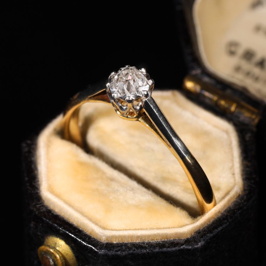 Antique The Vintage Old Mine Cut Diamond Solitaire Fancy Ring